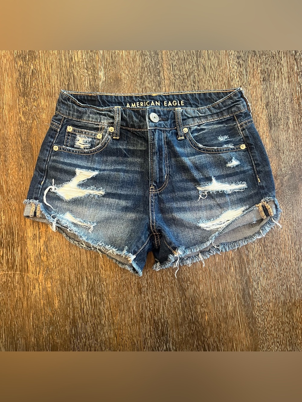 American Eagle Tomgirl Shortie Distressed Cutoff Jean Shorts Size 0